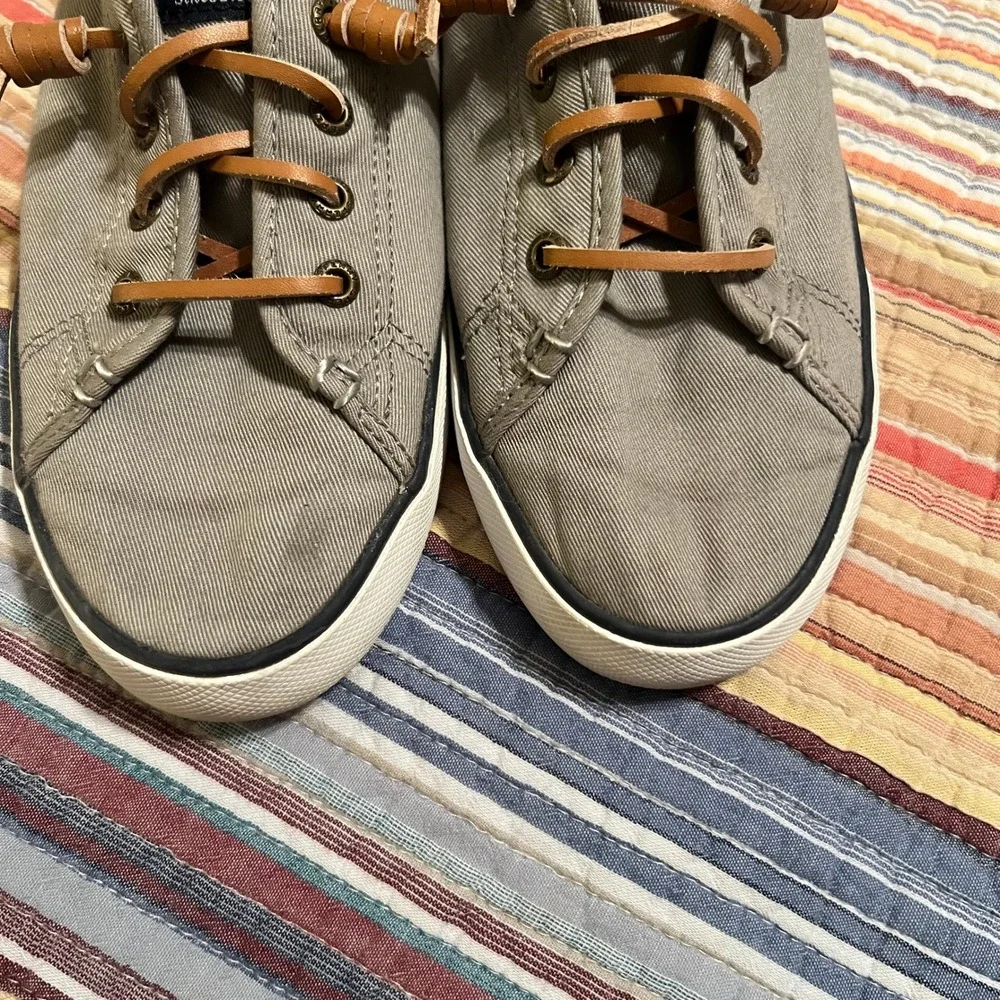 Sperry Top Sider Women's‎ Grey Canvas Memory Foam Boat Shoes Sneakers Size 8.5